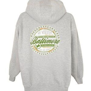 Vintage Baltimore Maryland Sweatshirt Hoodie Mens Size Large Gray Full Zip Up